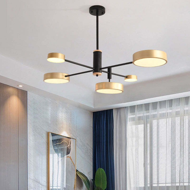 Arisha Pendant Light LED, Metal & Wood, Grey/White/Gold - Neutral Decor