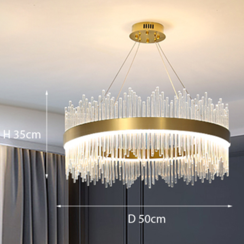 Kristy Modern Round/Rectangular Chain Chandelier, Gold - Neutral Decor