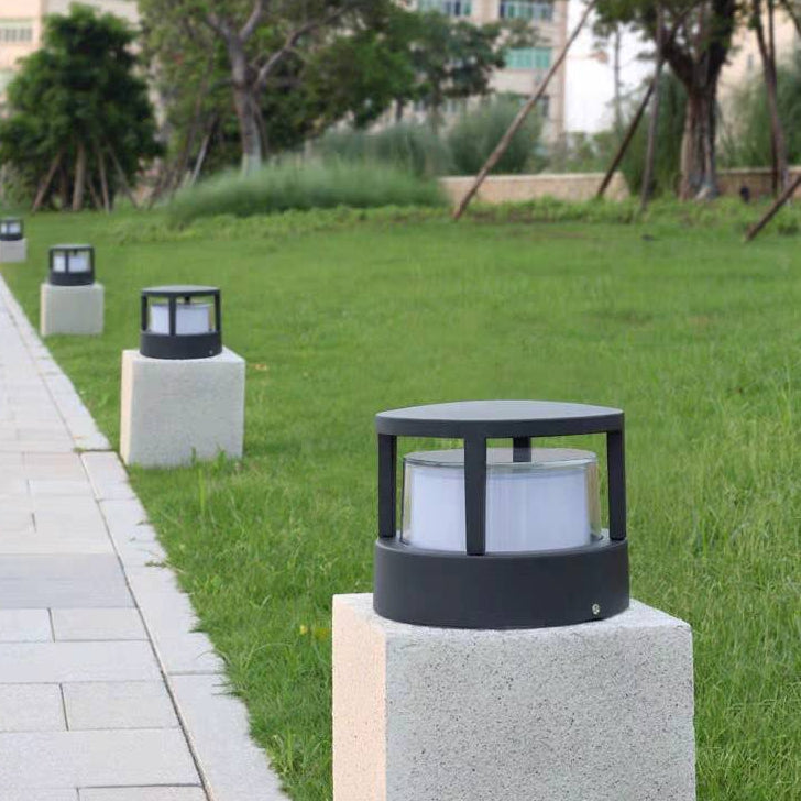 Ray Modern Cube/Cylinder Metal Lamp Outdoor, Black - Neutral Decor