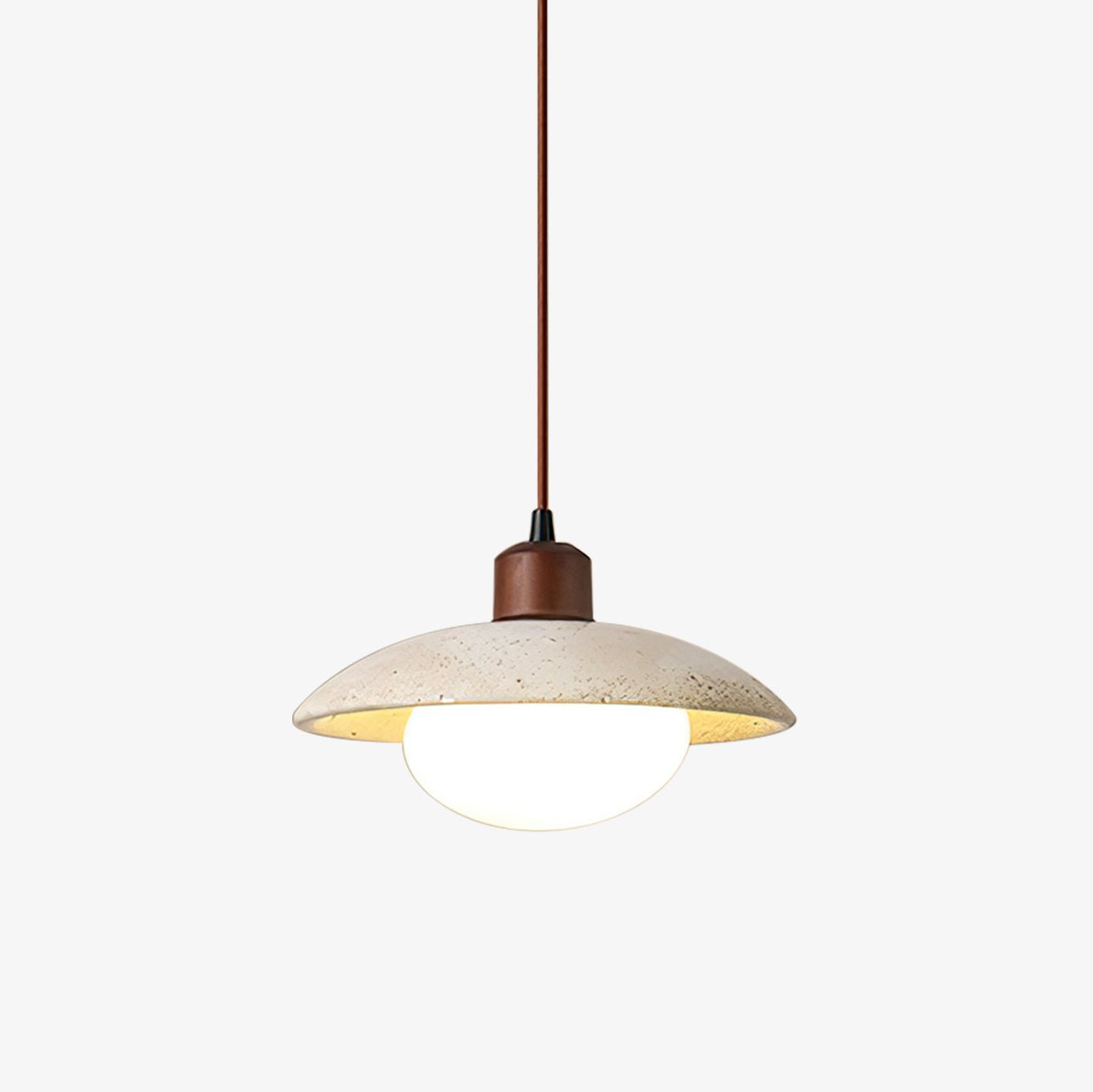 Delora Dome-Shade Travertine Pendant Light-Neutral Decor