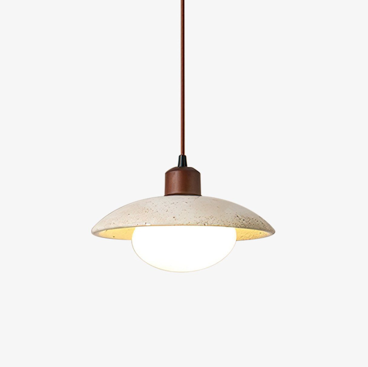 Delora Dome-Shade Travertine Pendant Light-Neutral Decor