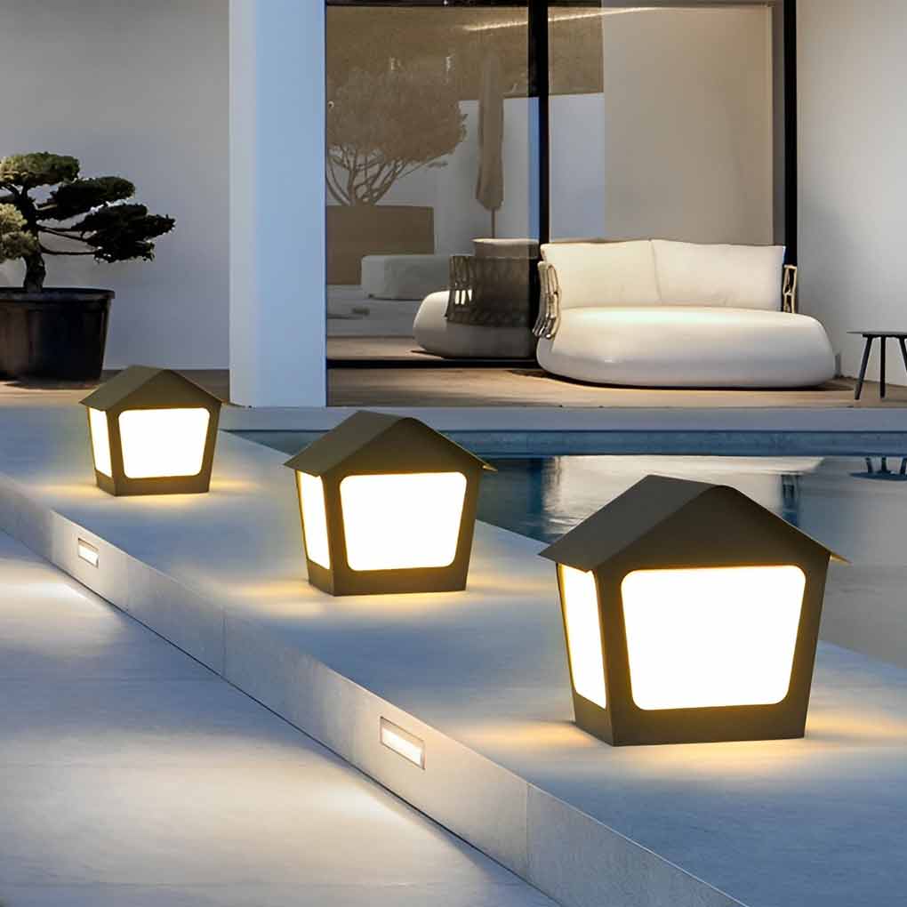 Gida Cottage Shaped LED Modern Outdoor Post Pillar Light
