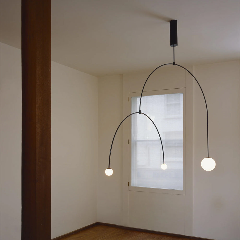 Arisha Minimalist Linear Mobile Pendant Light, Black - Neutral Decor