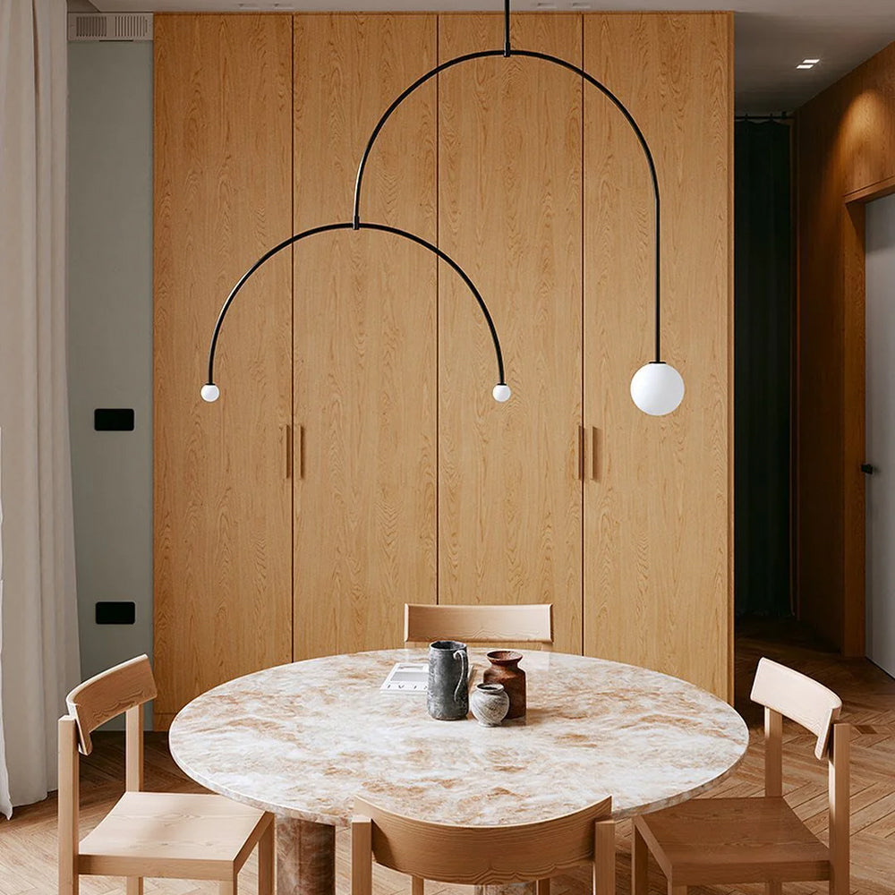 Arisha Minimalist Linear Mobile Pendant Light, Black - Neutral Decor