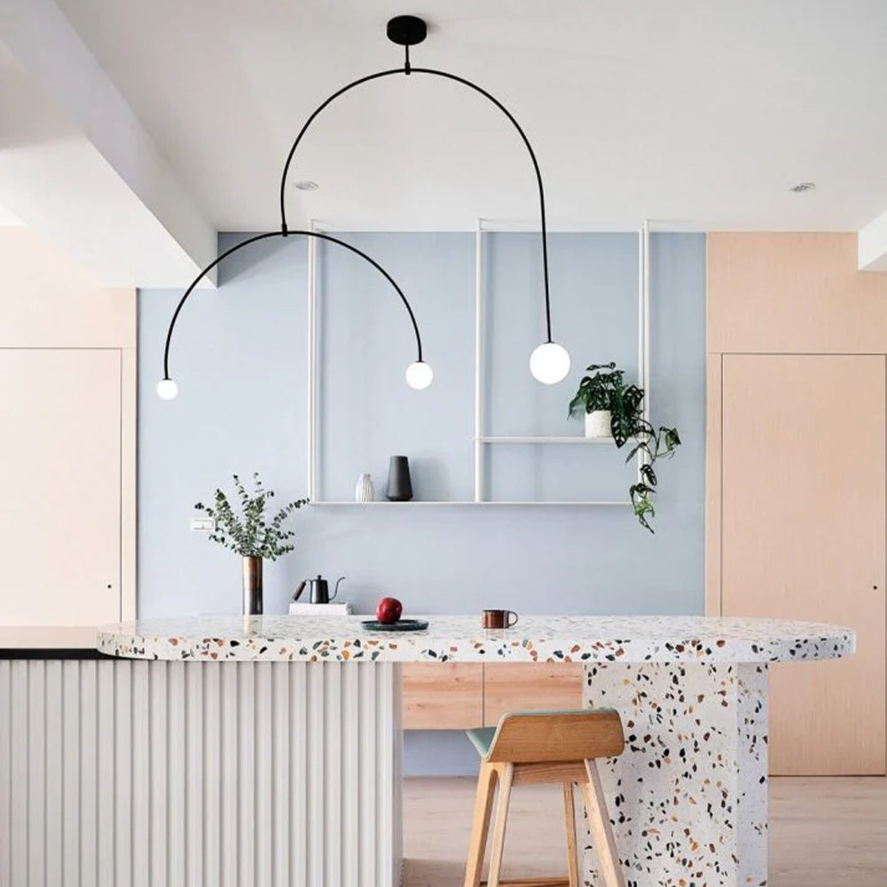 Arisha Minimalist Linear Mobile Pendant Light, Black - Neutral Decor