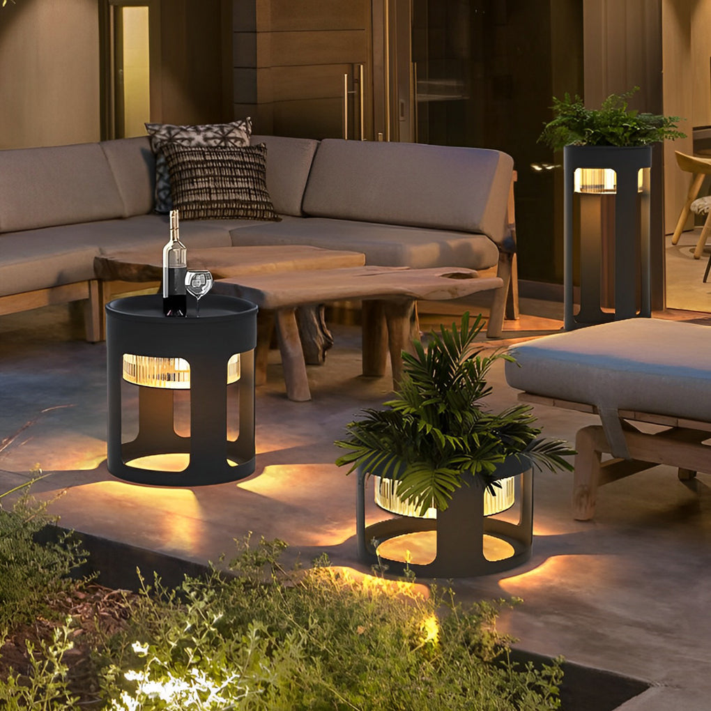 Bobie Round Under-Table Solar Steel Outdoor Light