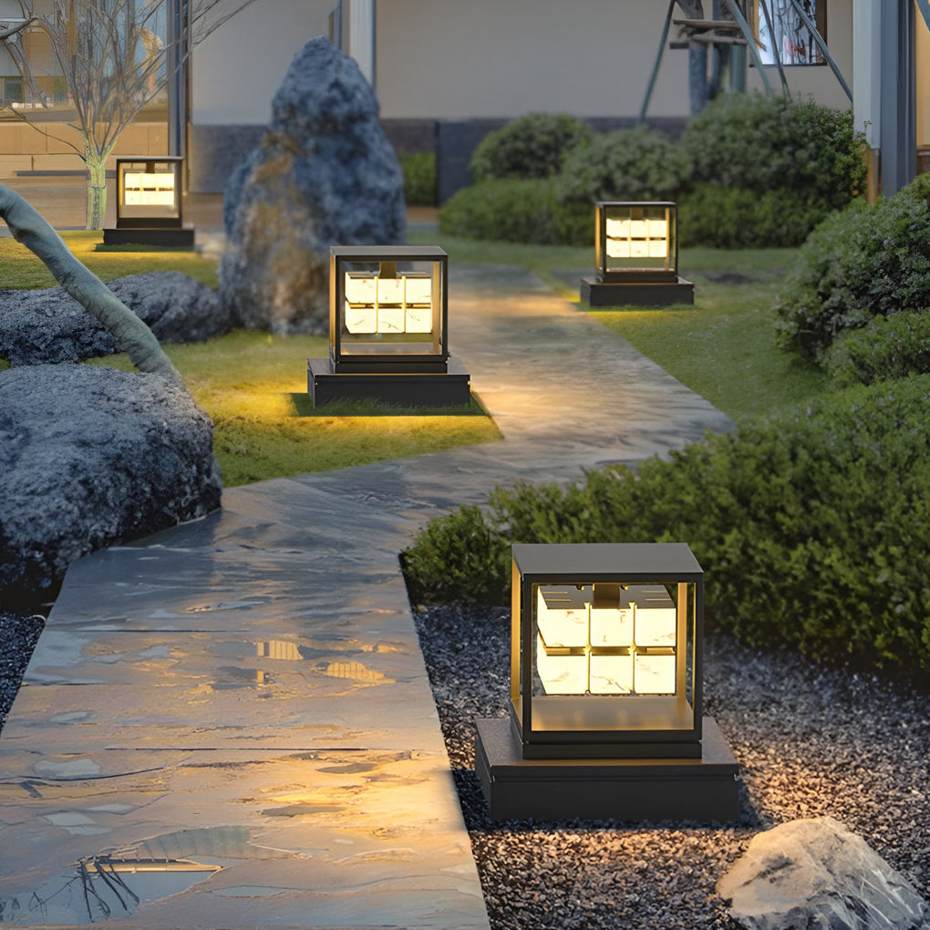 Herdsm Square LED Modern Steel Outdoor Post Caps Lights