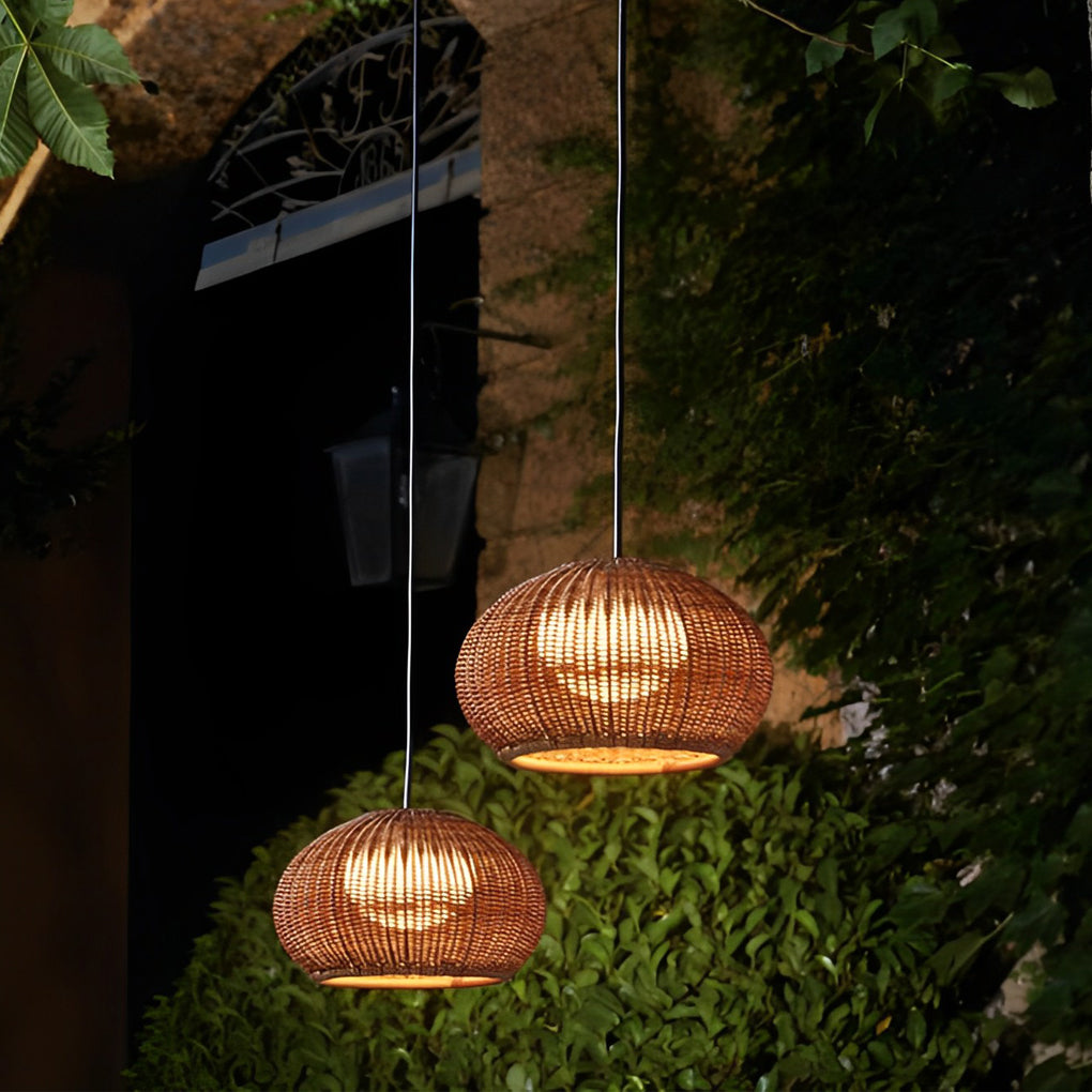 Jarvis Lantern Shaped Modern Rattan Outdoor Wall Lamp
