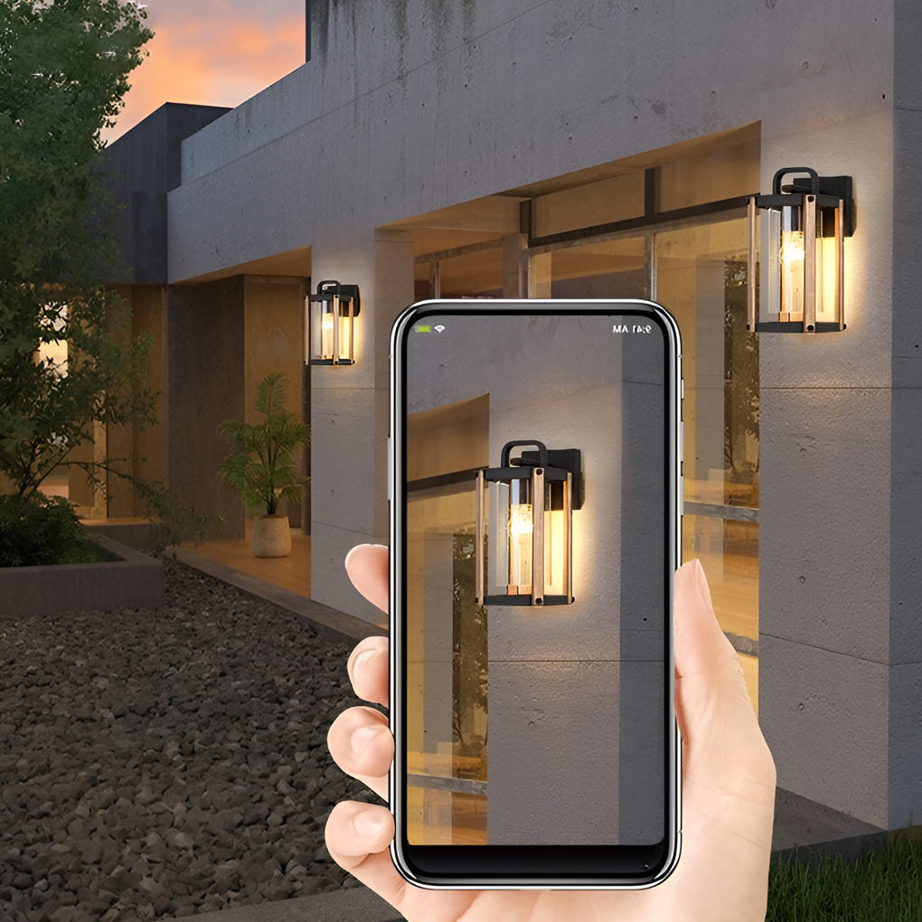 Anita Lantern Industrial Glass Outdoor Sconce Wall Light