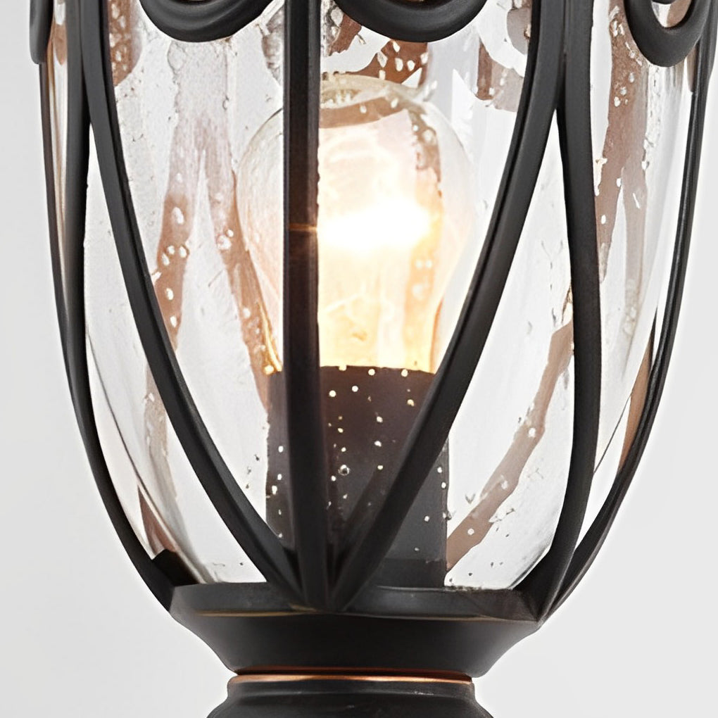 Sanra Round Bubble European Glass Outdoor Pillar Lamp