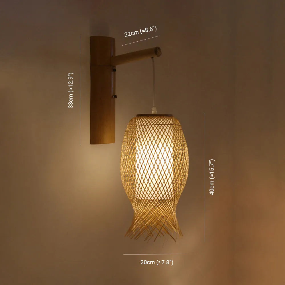 Ritta Wall Lamp Rustic, Muto Rattan Weaving LED, Hallway Wall Sconce - Neutral Decor