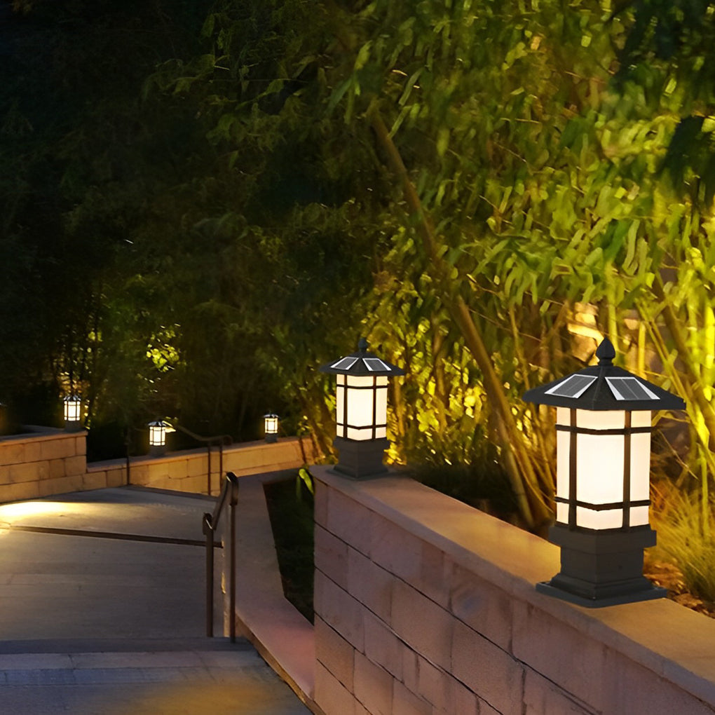 Janea Remote Vintage Solar Outdoor Fence Post Lights