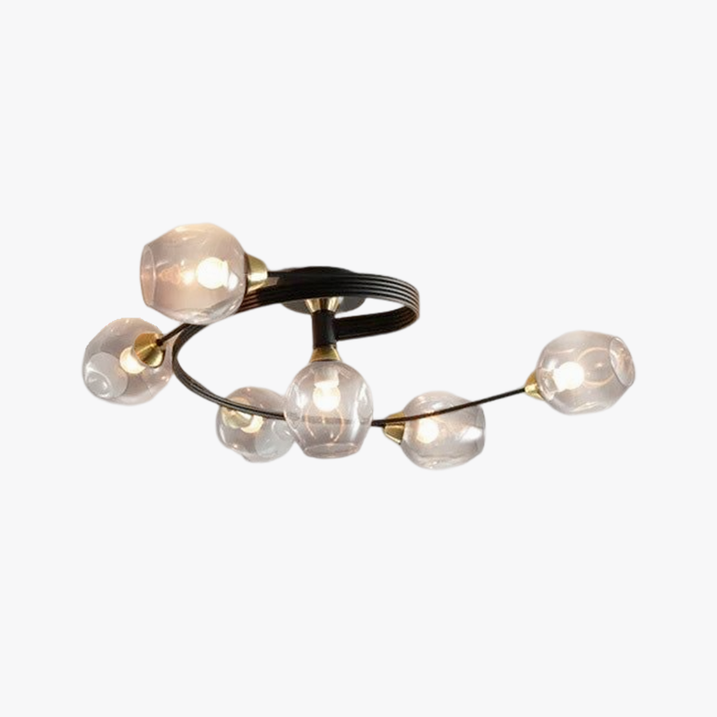 Valentina Flush Mount Ceiling Light, Glass, Black/Gold, Dining Room - Neutral Decor