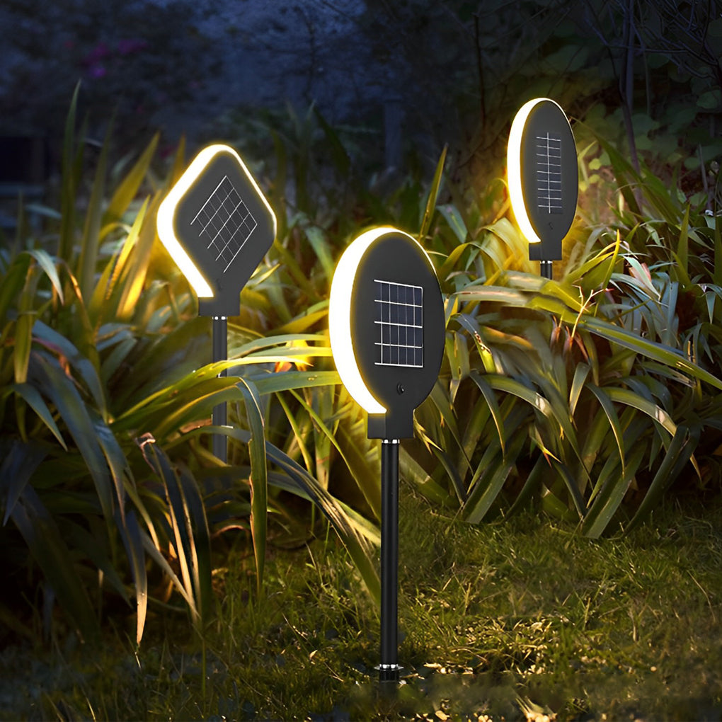 Peaceful Modern Circular Solar Steel Outdoor Lawn Light