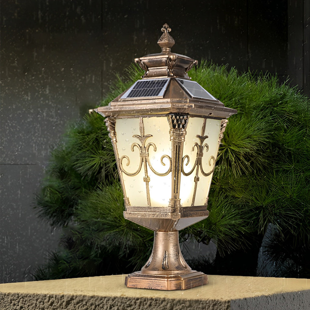 Loble Retro Pattern LED European Outdoor Fence Post Lights