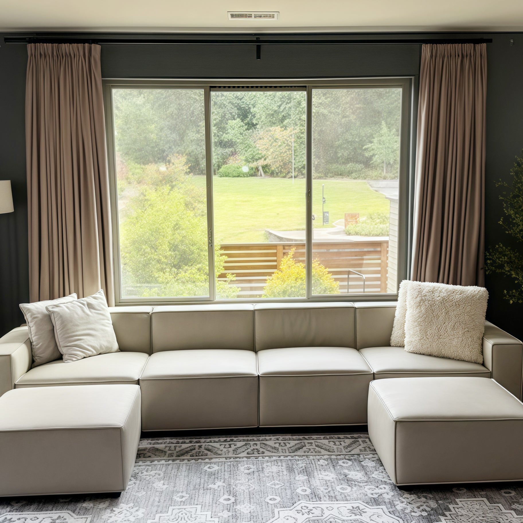Lily Linen Curtains & Drapes Pleated-Neutral Decor