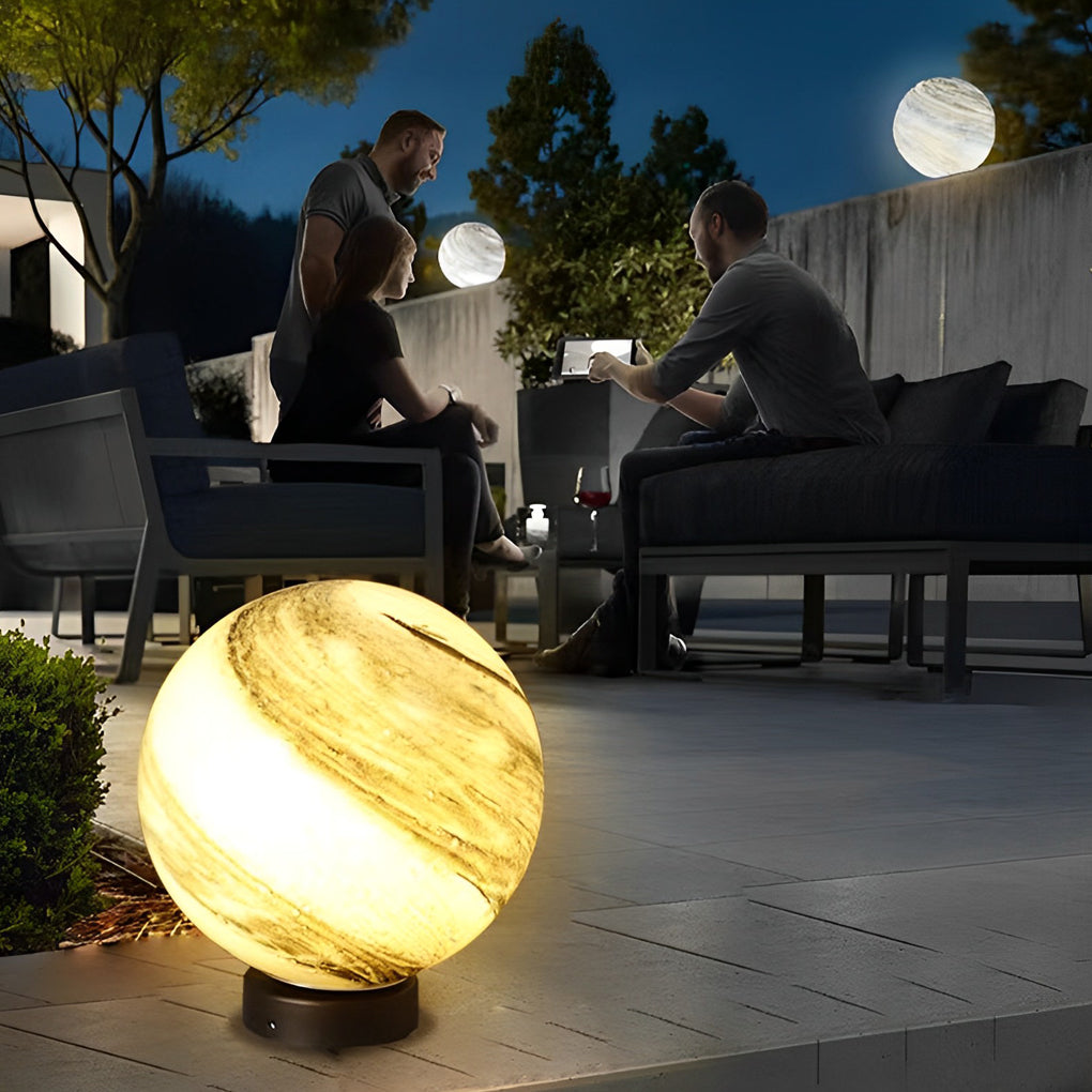Martina Round Planets Design Glass Outdoor Fence Post Lights