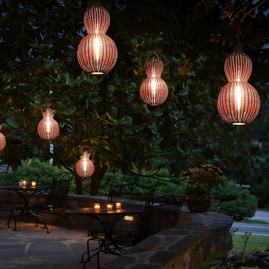 Bata Woven Gourd Rattan Outdoor Pendant Light