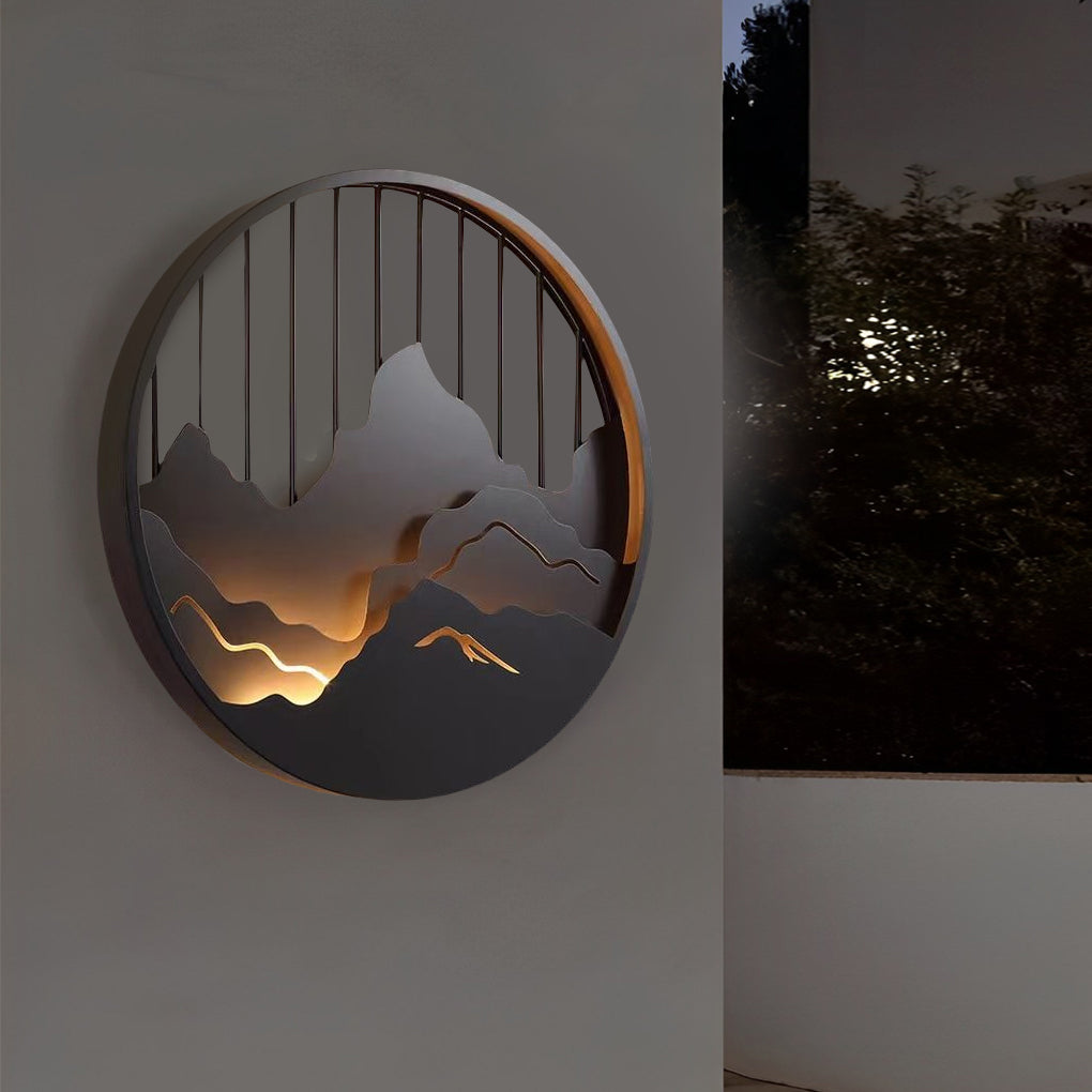 Mytle Round Mountain Scenery Outdoor Wall Sconce