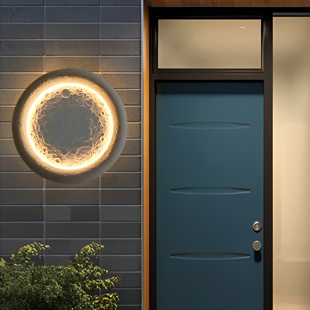 Darlne Moon Craters Design LED Concrete Outdoor Wall Lamp