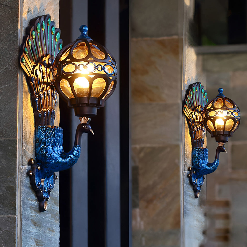 Joey Retro Peacocks European Outdoor Wall Light