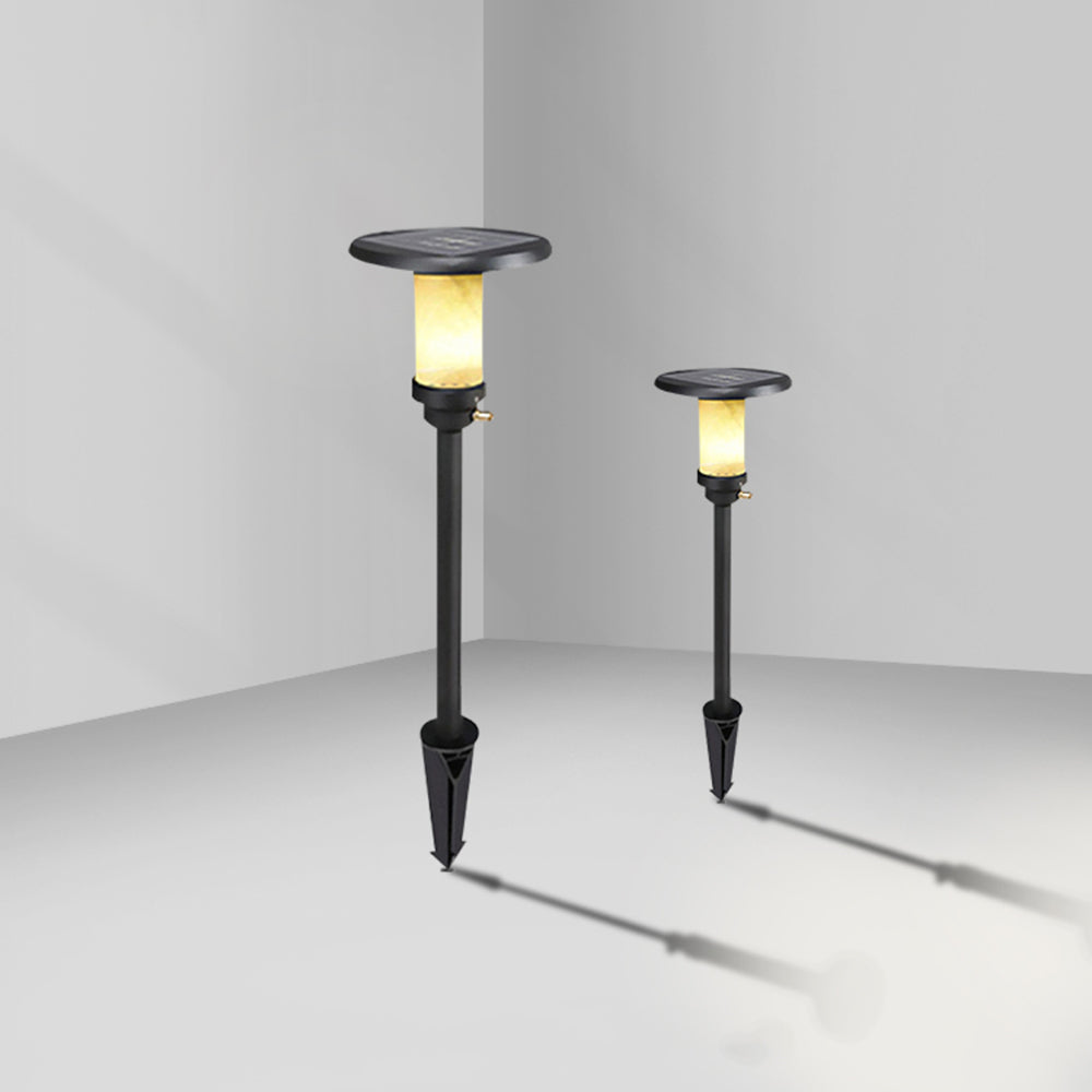 Ray Modern Metal/Marble Solor Outdoor Ground Light, Black - Neutral Decor