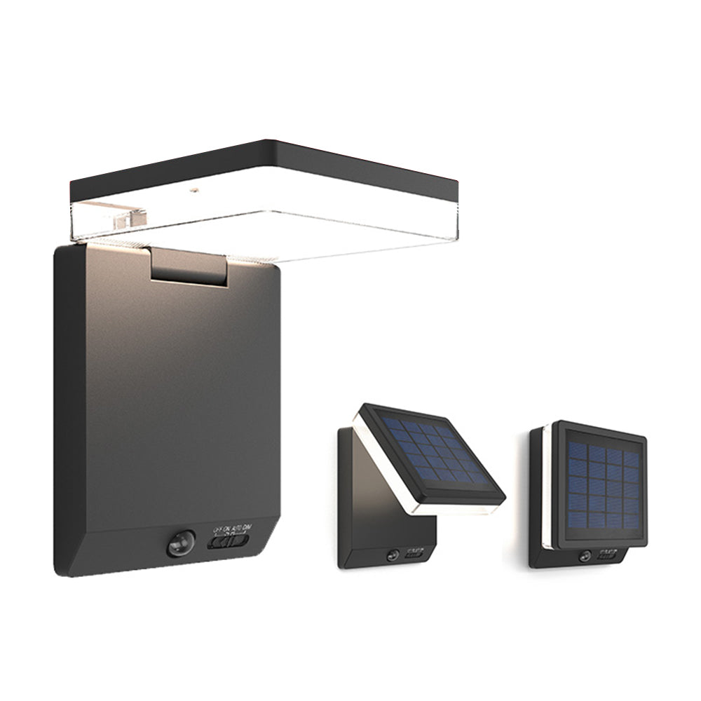 Ray Modern Minimalist Right-Angle Acrylic Sensor Solar Waterproof Outdoor Wall Lamp, Black - Neutral Decor