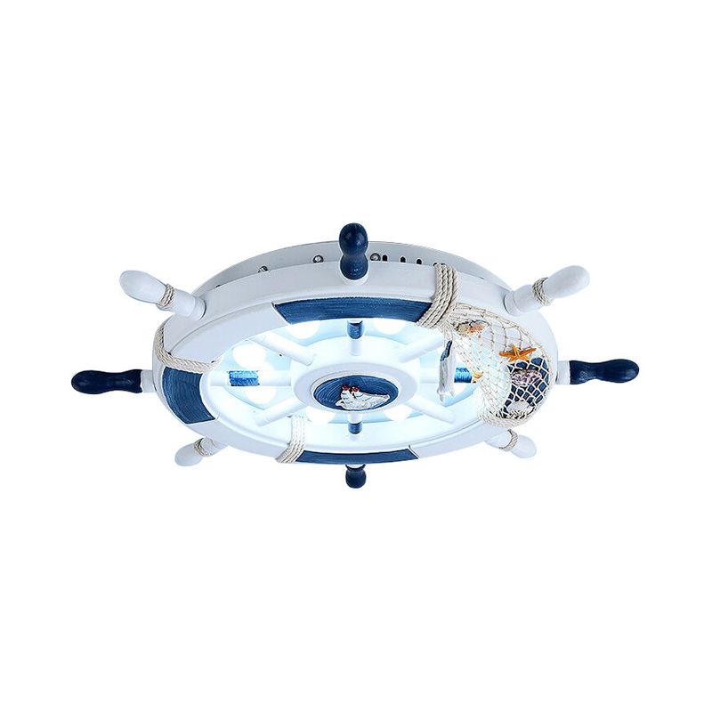 Aria Modern Rudder Metal Flush Mount Ceiling Light, White/Blue For Kids - Neutral Decor