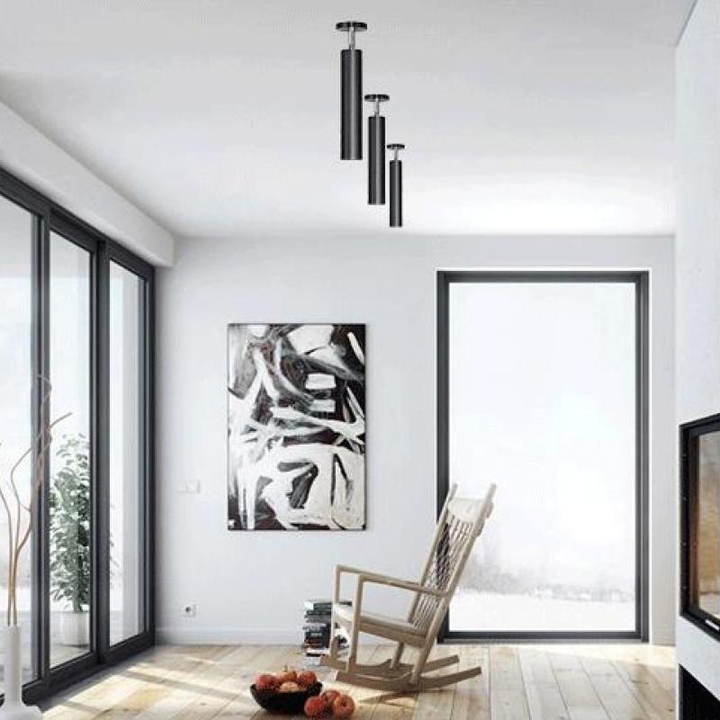 Aria Modern Long Tube Spotlight, Metal, Black/White - Neutral Decor