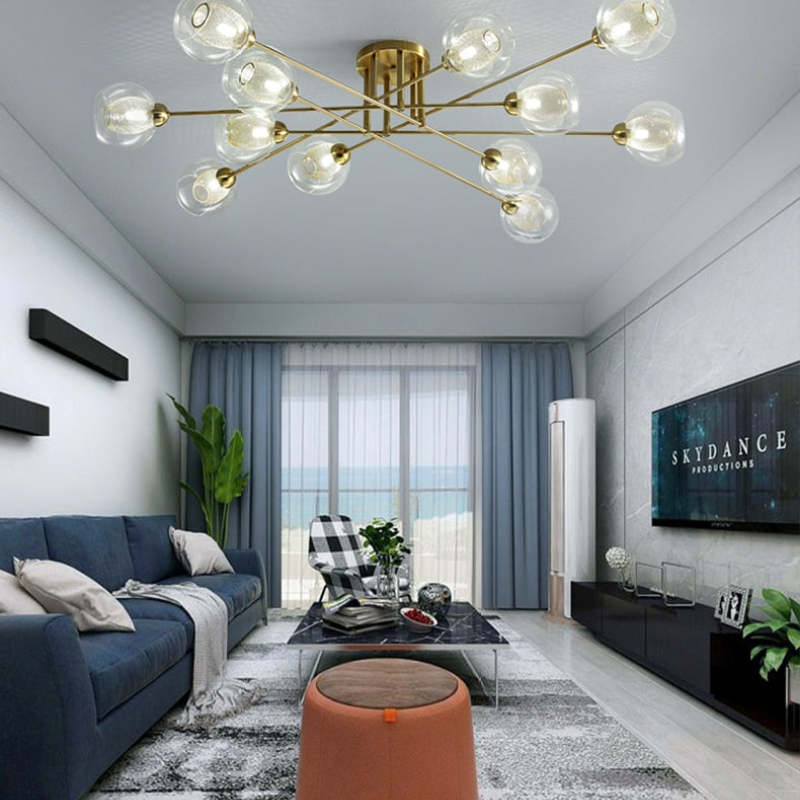Valentina Industrial Glass Globe Chandelier LED, 6 Style - Neutral Decor