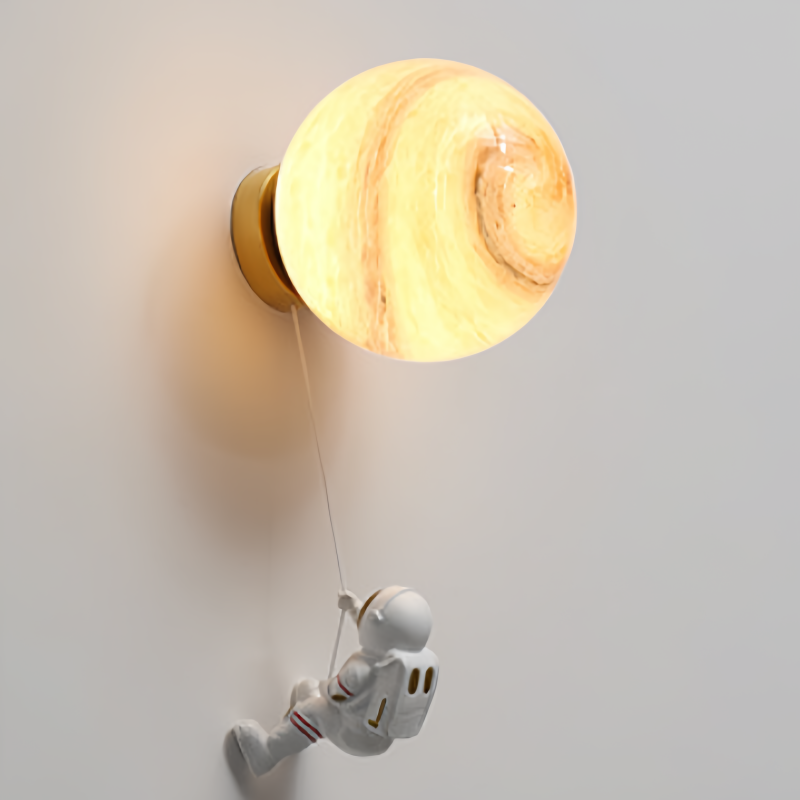 Aria Modern Moon LED Indoor Wall Lamp White Resin Kid's Room - Neutral Decor