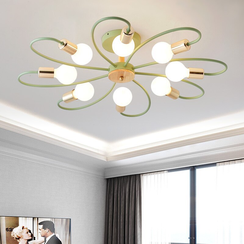 Arisha Elegant Metal/Glass Flush Mount Ceiling Light, Grey/Green - Neutral Decor