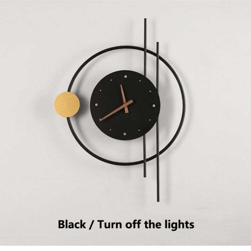 Arisha Wall Lamp Clock, Black & Gold - Neutral Decor