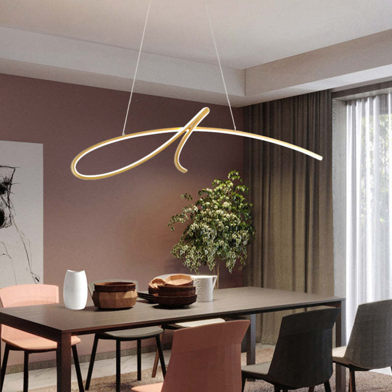 Arisha Pendant Light Irregular-curved Modern, Metal, Black/Gold, Restaurant - Neutral Decor