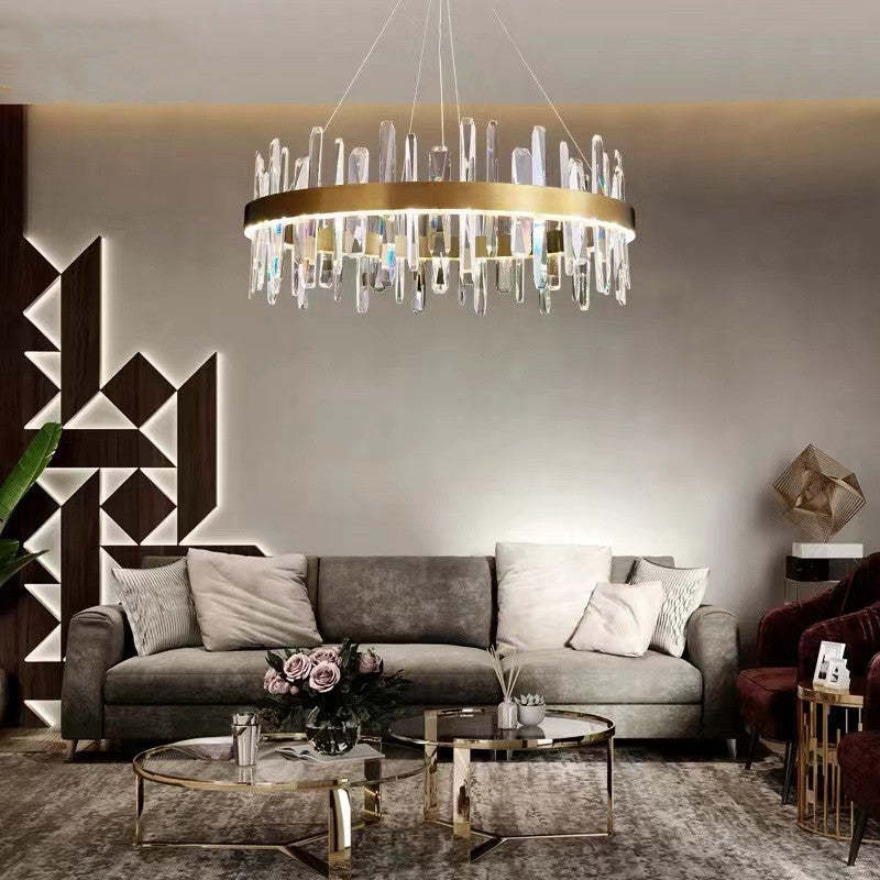 Kristy Modern Crystal Ring Chandelier Black&Gold - Neutral Decor