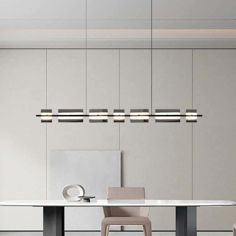 Arisha Modern Nordic Linear Copper/Glass Pendant Light, Brass/Black - Neutral Decor