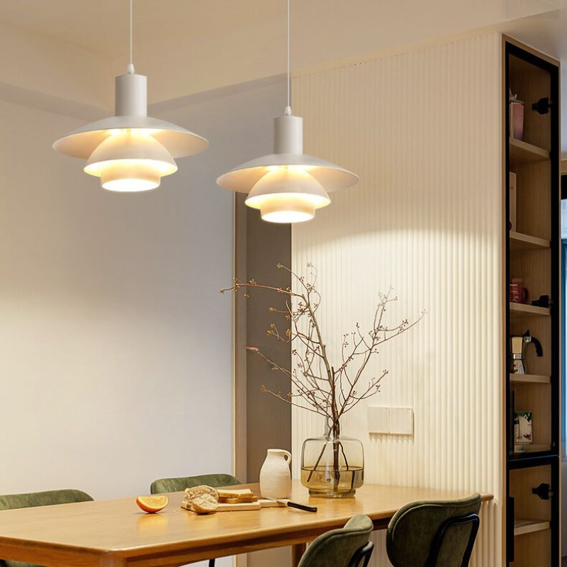 Valentina Modern LED Pendant Light White Wood Metal Bedroom - Neutral Decor