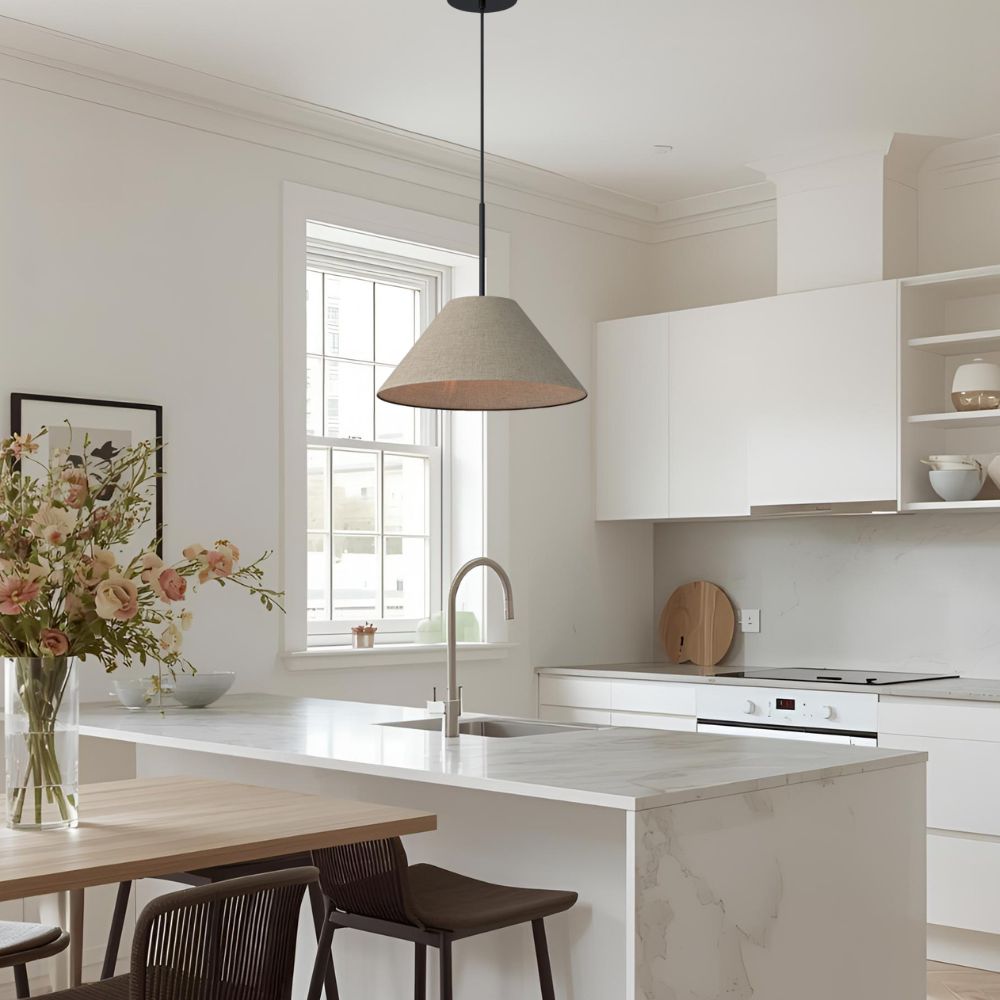 Cone Milk Clear Glass Cone Pendant Light for Kitchen-Neutral Decor