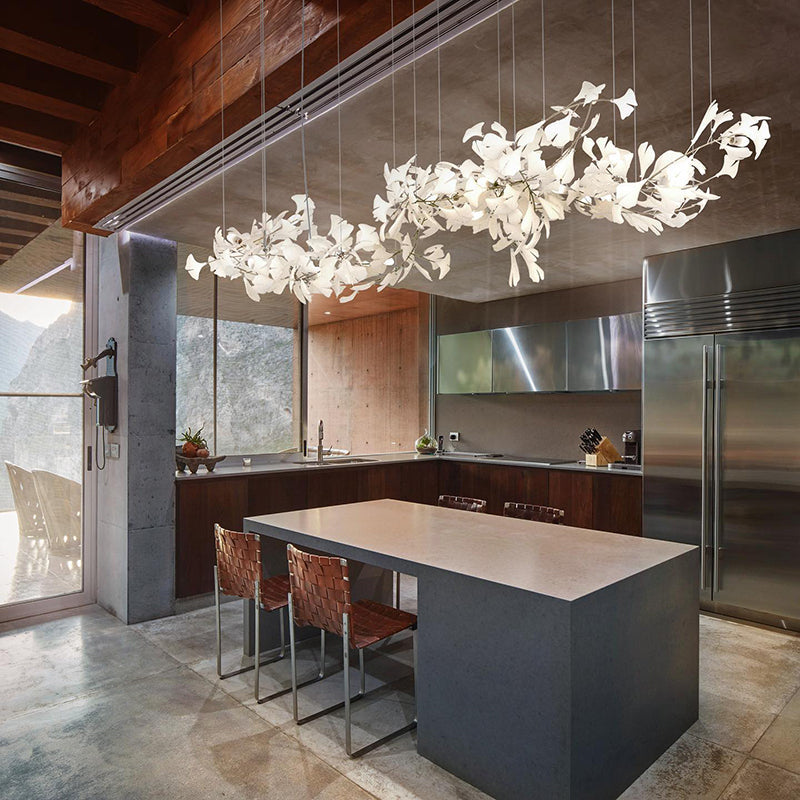 Olivia Luxury Ceramic Chandelier Large Foyer, Gingko leaf, Living Room - Neutral Decor