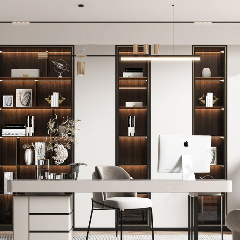 Arisha Modern Minimalist Liner Pendant Light, Gold/Black 5 Head - Neutral Decor