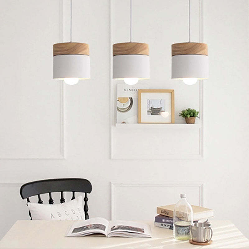 Valentina Modern Can Shape Metal/Wood Pendant Light - Neutral Decor