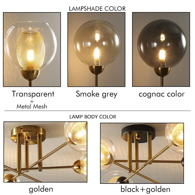Valentina Industrial Glass Globe Chandelier LED, 6 Style - Neutral Decor