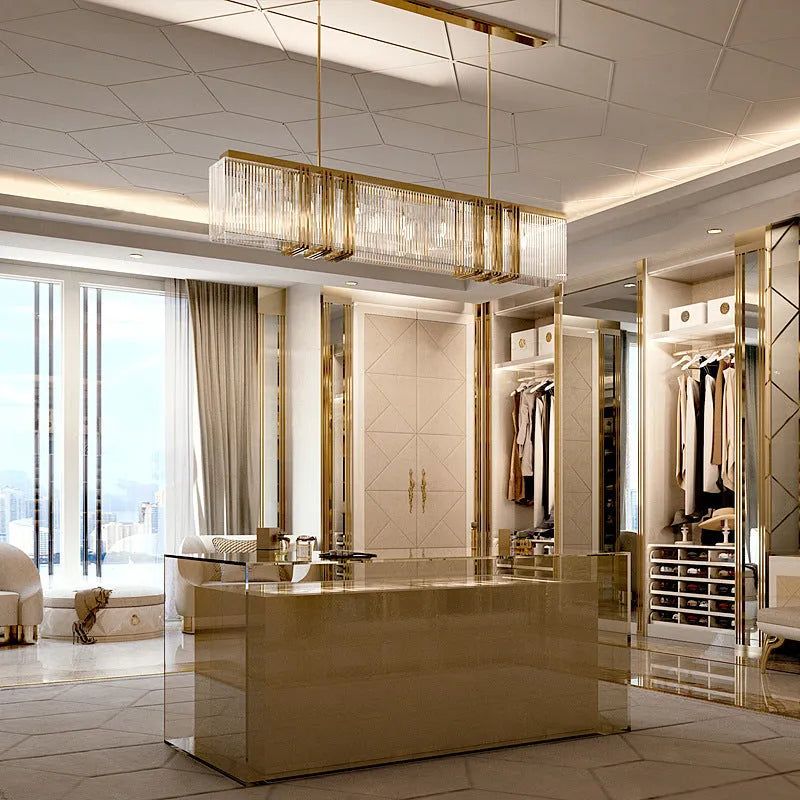 Kristy Metal Chandelier Pendant Light, Luxury Rectangular, Gold - Neutral Decor