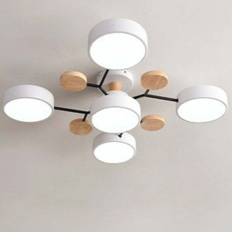 Arisha Ceiling Light, Wood Round for Living Room - Neutral Decor