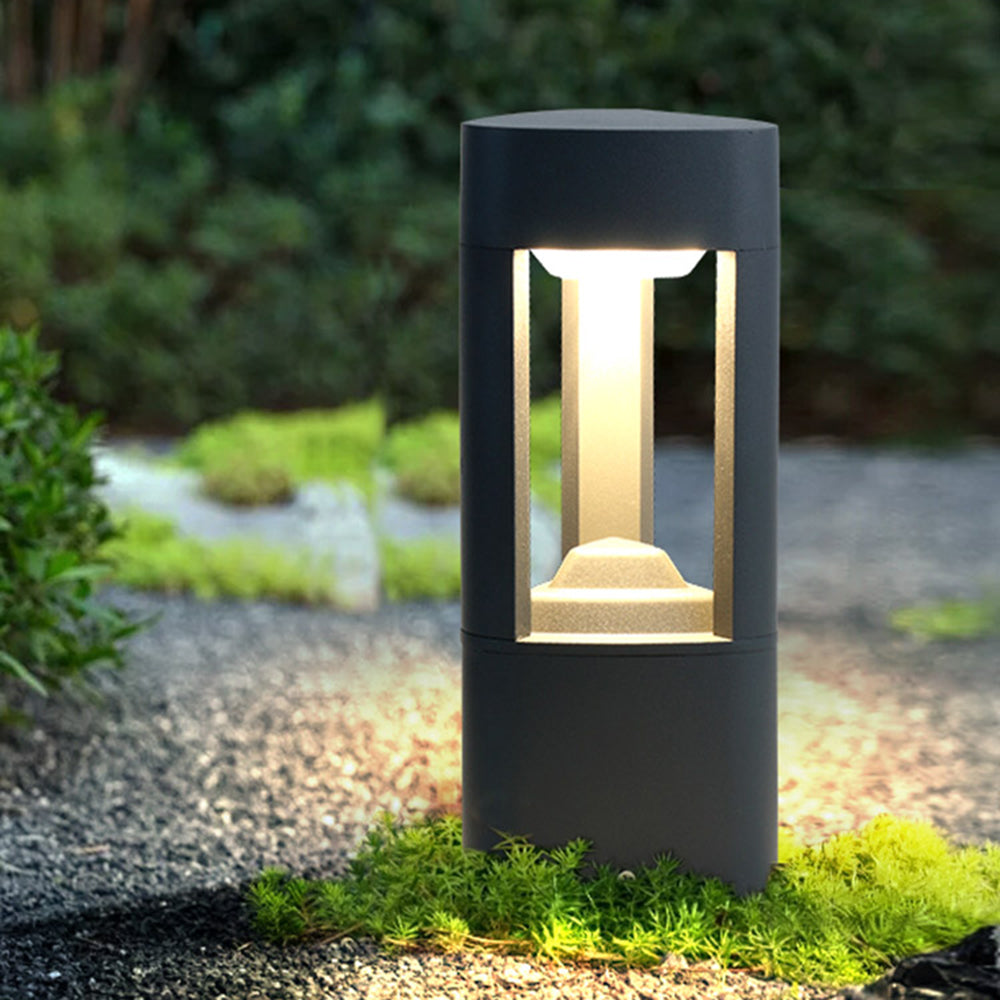 Ray Contemporary Metal Triangular Hollow Outdoor Path Light, Black - Neutral Decor