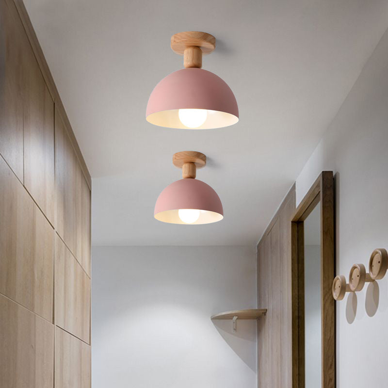 Muto Modern LED Wood Dome Ceiling Light - Neutral Decor