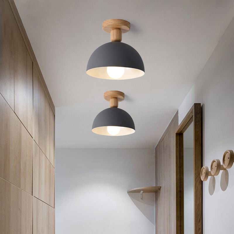 Muto Modern LED Wood Dome Ceiling Light - Neutral Decor