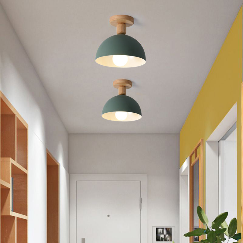 Muto Modern LED Wood Dome Ceiling Light - Neutral Decor