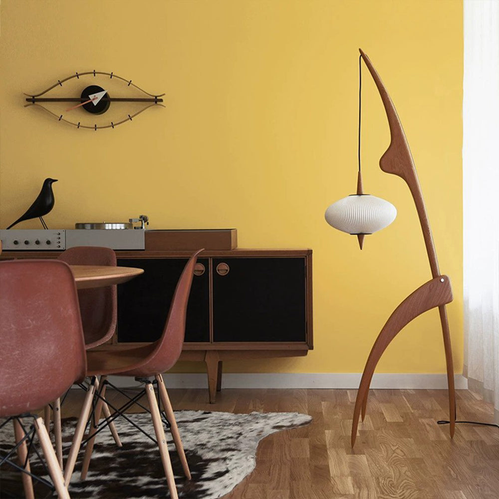 Mira Artificial Paper & Wood Floor Lamp - Neutral Decor