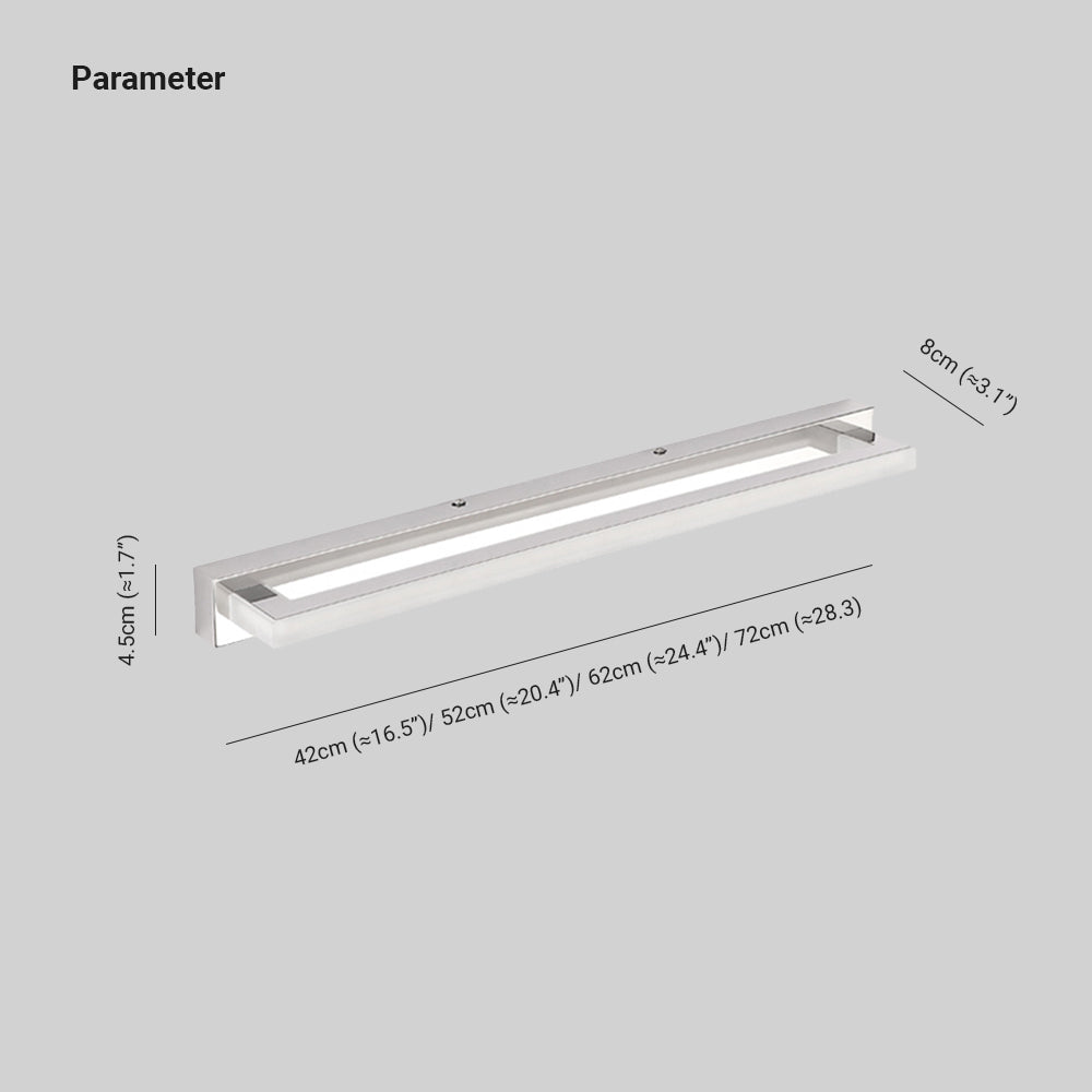 Arisha Elegant Rectangular Mirror Front Vanity Sliver White Wall Light - Neutral Decor